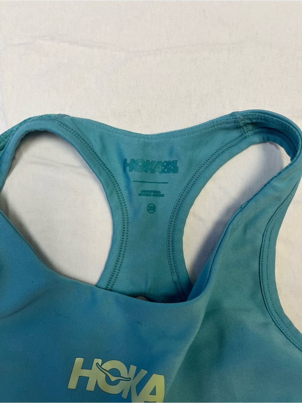 Hoka Aqua Blue Racerback Sports Bra with Contrast Band - Picture 5 of 6